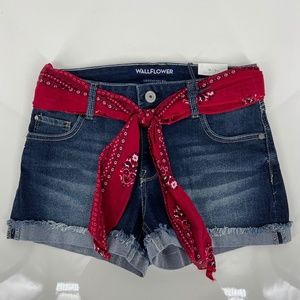 Blue Jean Shorts with Red Paisley Tie NWT Size 3/26